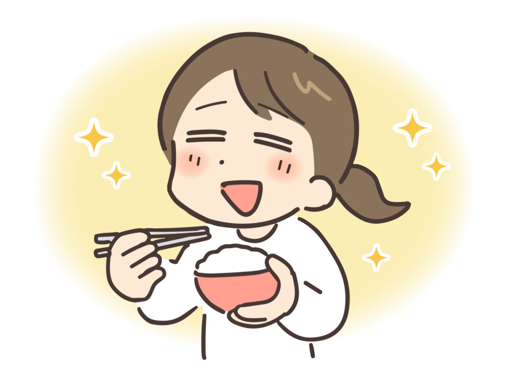 食事をしている女性のイラスト