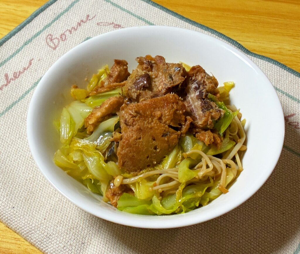 サバ味噌缶で作ったキャベツの旨蒸しの完成写真