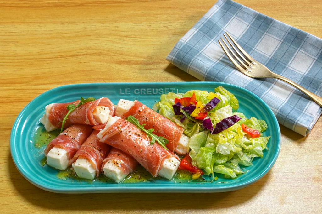 生ハム豆腐のオリーブオイルかけの完成画像