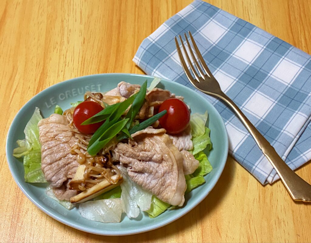 豚しゃぶきのこのごましょうゆ和えの完成画像