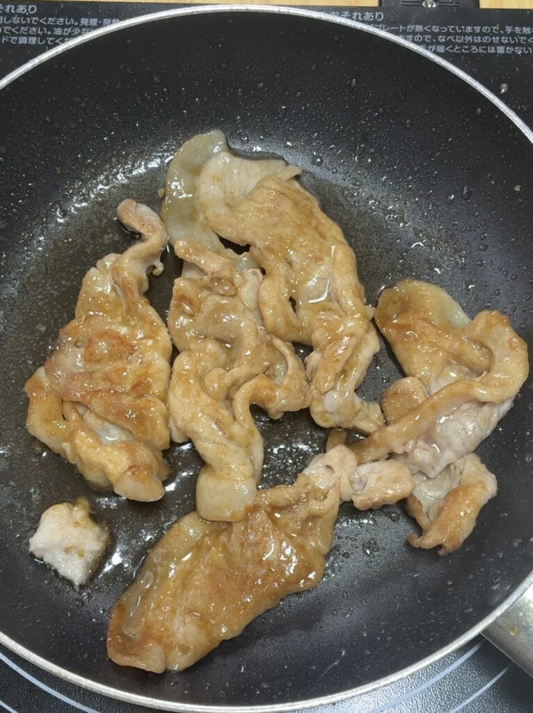 豚肉の柚子胡椒焼きの完成直前画像