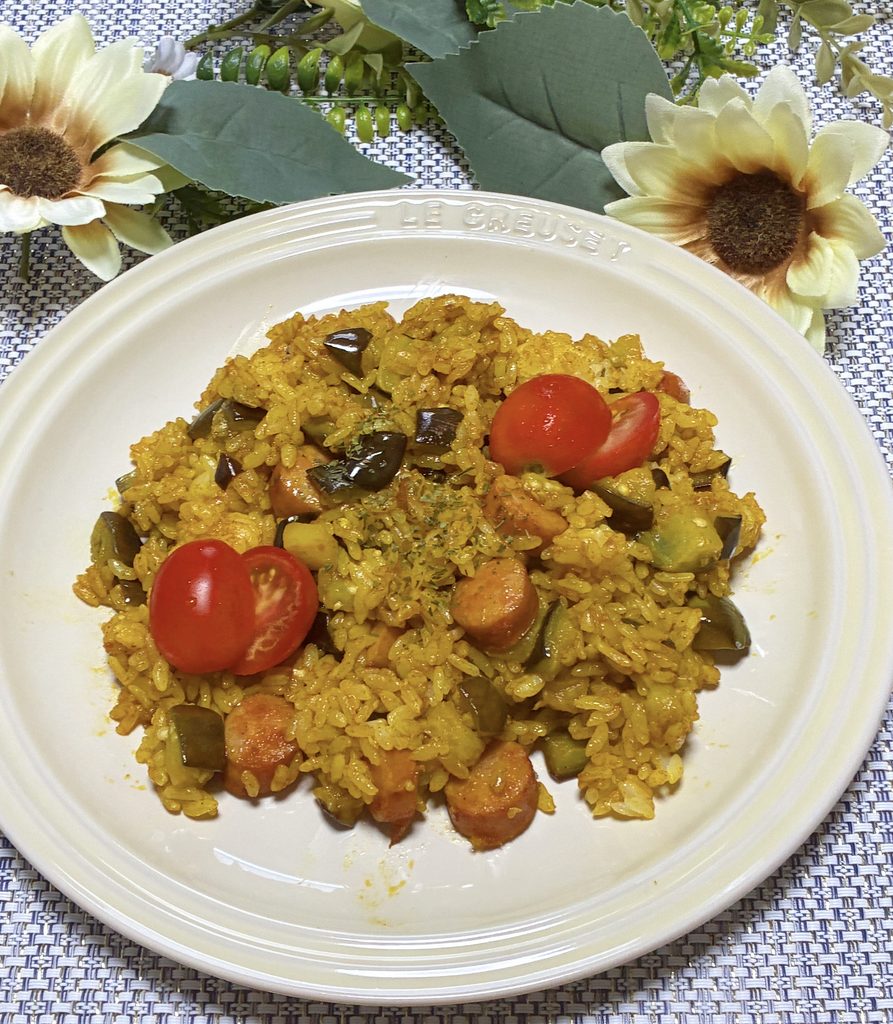 野菜たっぷりカレーピラフの完成画像